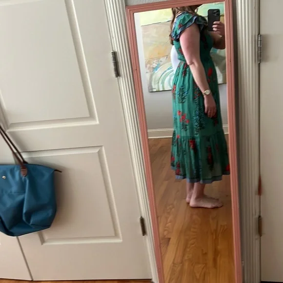 THML Magdalena Green Floral Print Midi Dress small - Picture 8 of 16